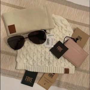 Frye Knit Beanie, Aviator Glasses, Card Wallet